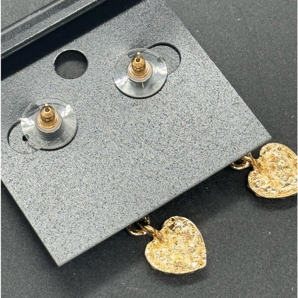 Saks Fifth Avenue Triple Heart Pave Crystal Post Dangling Earrings - Picture 4 of 5